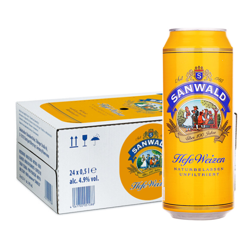 德国进口 斯图加特/Sanwald 小麦白啤酒 500ml*24听整箱装4.9%vol