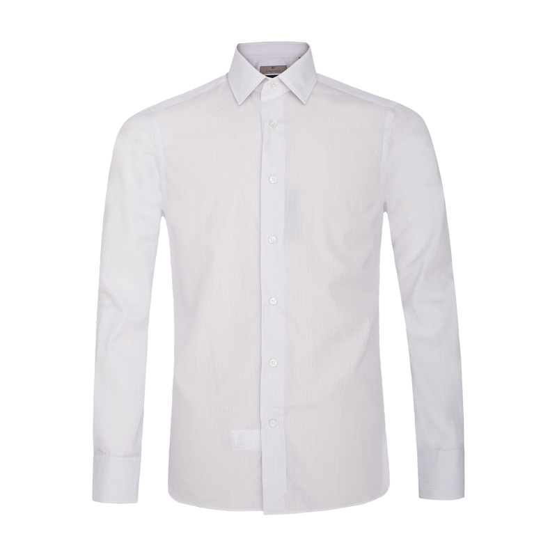 CANALI/康纳利 男士竖条纹小领修身衬衫 白色